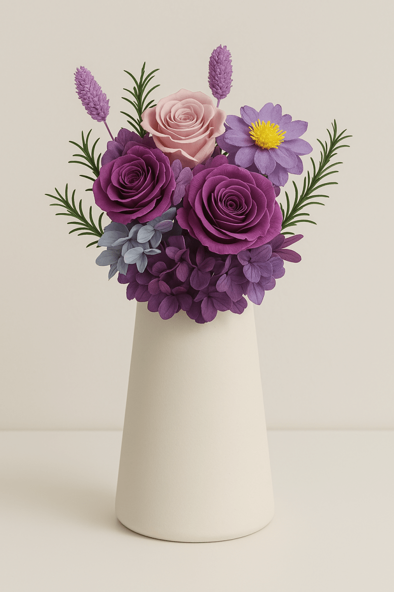 Yuki - Mixed 3 Roses Bouquet - Flowers - Mauve - Preserved Flowers & Fresh Flower Florist Gift Store