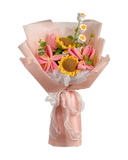 Pink Sunny Crochet Flower Bouquet