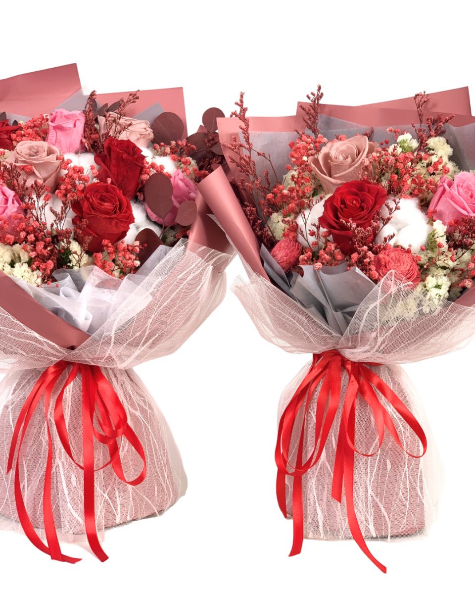 Akane - Red Preserved Flower Bouquet - Flowers - Deluxe - Preserved Flowers & Fresh Flower Florist Gift Store