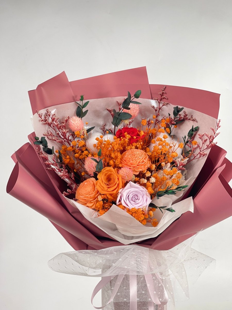 Akari - Mixed Roses & Hydrangea Preserved Flower Bouquet - Flowers - Preserved Flowers & Fresh Flower Florist Gift Store
