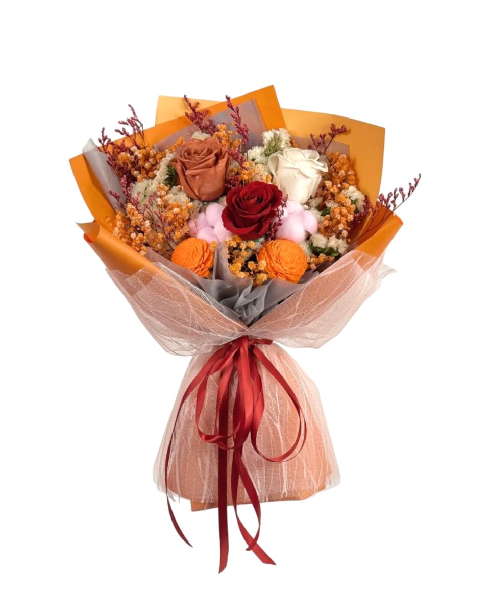 Aki - Amber Preserved Flower Bouquet - Flowers - Deluxe - Preserved Flowers & Fresh Flower Florist Gift Store