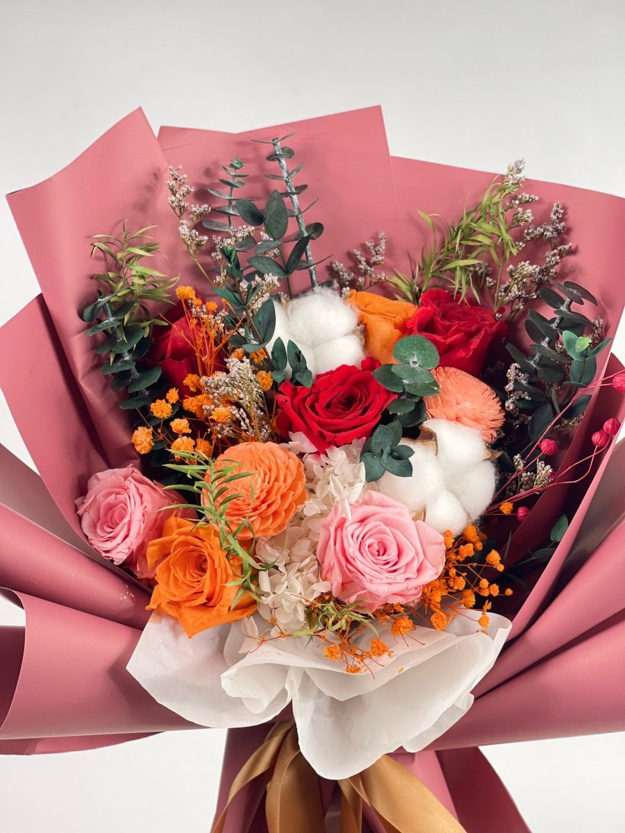 Hana - Mixed Roses & Hydrangea Preserved Flower Bouquet - Flowers - Preserved Flowers & Fresh Flower Florist Gift Store