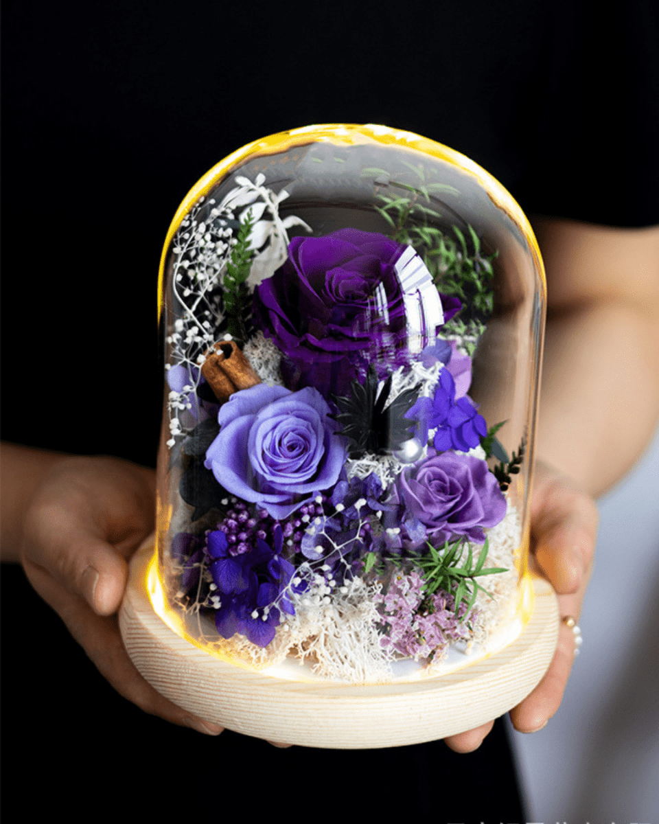 Sora Preserved Flower Dome - Flowers - Purple - Preserved Flowers & Fresh Flower Florist Gift Store