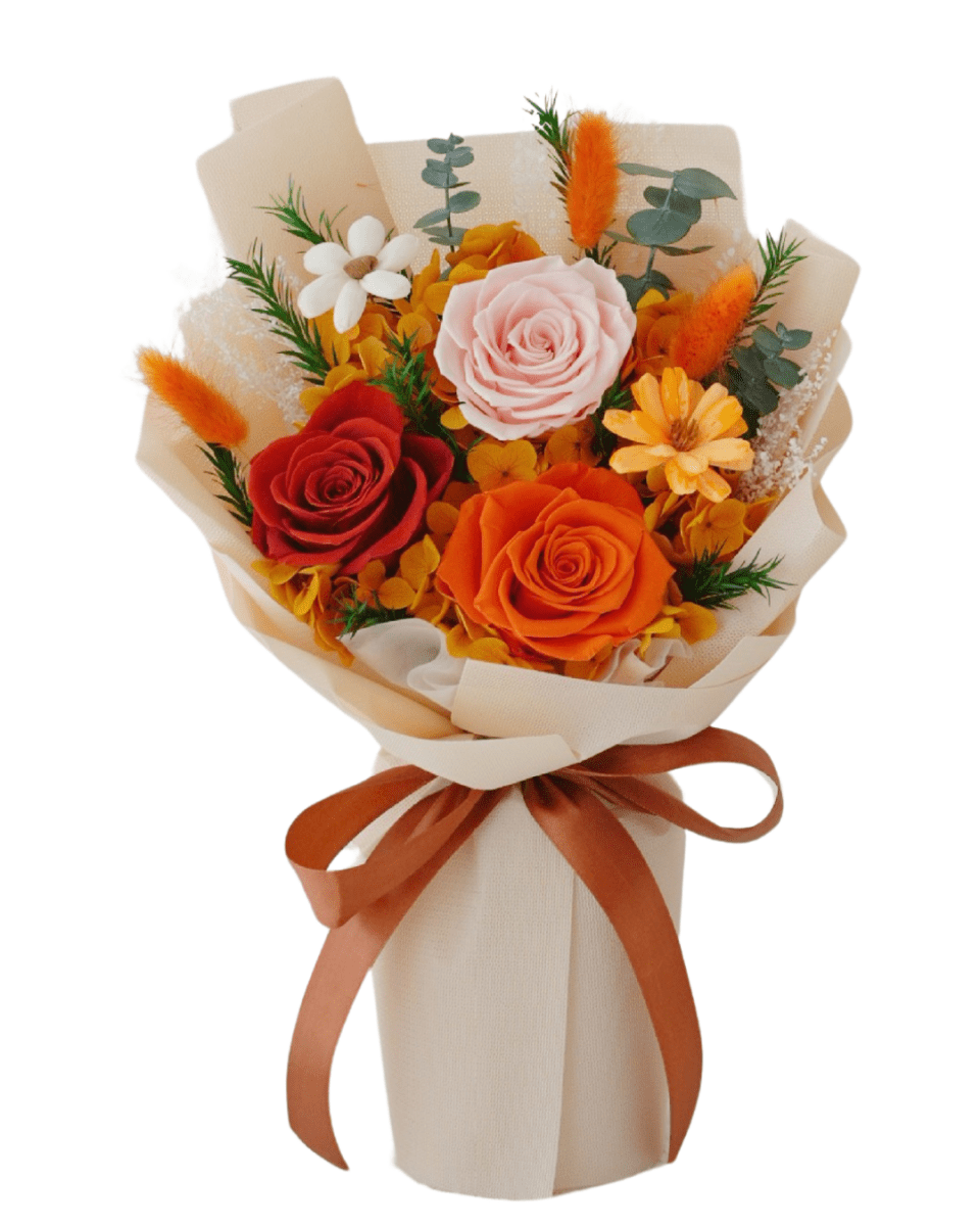 Valentine's Day Mixed 3 Roses Bouquet - Flowers - Amber - Preserved Flowers & Fresh Flower Florist Gift Store