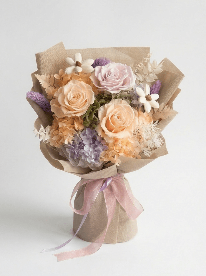 Yuna Preserved Flower Bouquet - Flowers - Champagne - Preserved Flowers & Fresh Flower Florist Gift Store