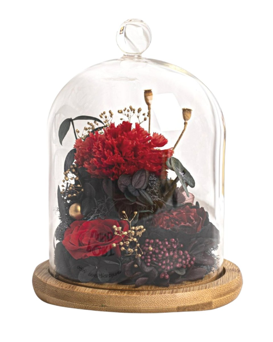 Carnation Bell Jar - Red Garnet (with box) - Flower - Preserved Flowers & Fresh Flower Florist Gift Store
