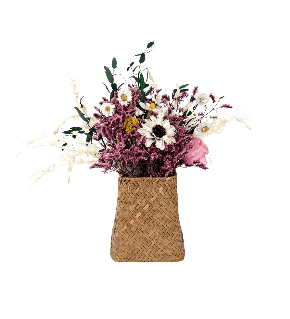 Kana - かな- Japanese Preserved Flower Arrangement - Flower - Pink - Basket - Preserved Flowers & Fresh Flower Florist Gift Store