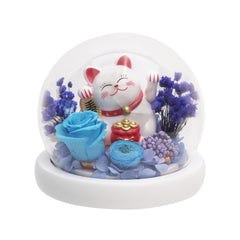 Maneki-Neko 招き猫 Fortune Cat (Blue - Career) - Flower - Preserved Flowers & Fresh Flower Florist Gift Store
