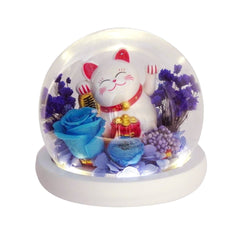 Maneki-Neko 招き猫 Fortune Cat (Blue - Career) - Flower - Preserved Flowers & Fresh Flower Florist Gift Store