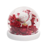 Maneki-Neko 招き猫 Fortune Cat (Good Fortune) - Flower - Red 招き猫 - Preserved Flowers & Fresh Flower Florist Gift Store