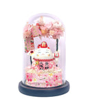 Maneki-Neko 招き猫 Fortune Cat (Large) - Pink, Fortune and Love Luck - Flower - Preserved Flowers & Fresh Flower Florist Gift Store